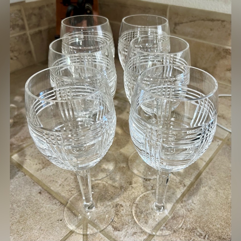Glen Plaid by RALPH LAUREN CRYSTAL Water Goblet Set of Six EUC Discontinued